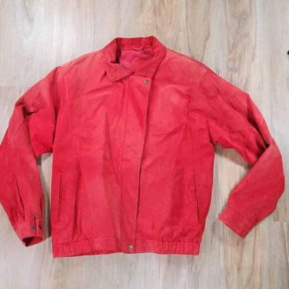 🔹️🔺️Vintage Authentic Imports Inc Red Leather Jacket Size 14 - Picture 1 of 13